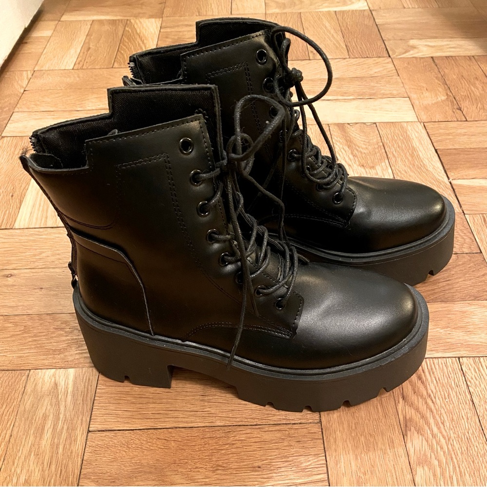 Black Platform Combat Boots